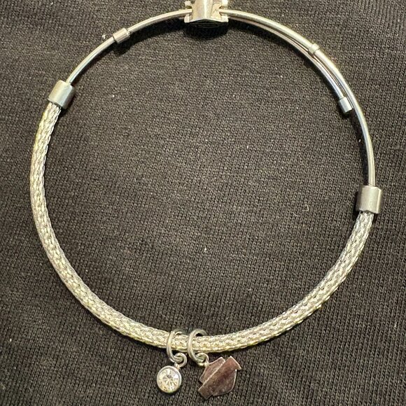 HARLEY DAVIDSON STAINLESS STEEL LADIES BAR & SHIELD ROPE BANGLE BRACELET - Picture 1 of 2